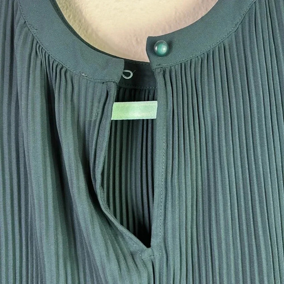 Adrianna Papell Pleated Georgette Crepe Long Sleeve Crew Neck Blouse sz S - Picture 9 of 13